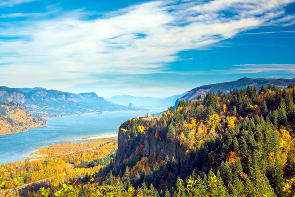 The Columbia River Gorge with autumn colors